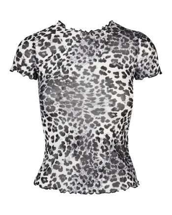 Tricou slim fit semitransparent, Alb/Negru