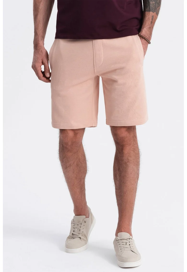 Pantaloni scurti din bumbac cu talie ajustabila, Piersica