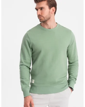 Bluza de trening din bumbac cu decolteu la baza gatului, Verde fistic