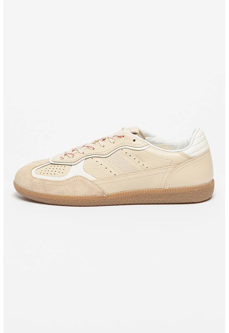 Pantofi sport low-cut de piele cu garnituri de piele intoarsa, Crem/Bej deschis