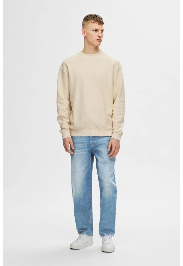 Blugi relaxed fit cu aspect decolorat, Albastru deschis