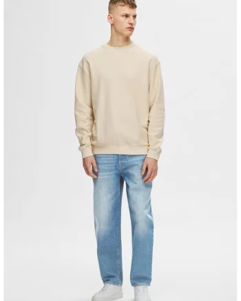 Blugi relaxed fit cu aspect decolorat, Albastru deschis