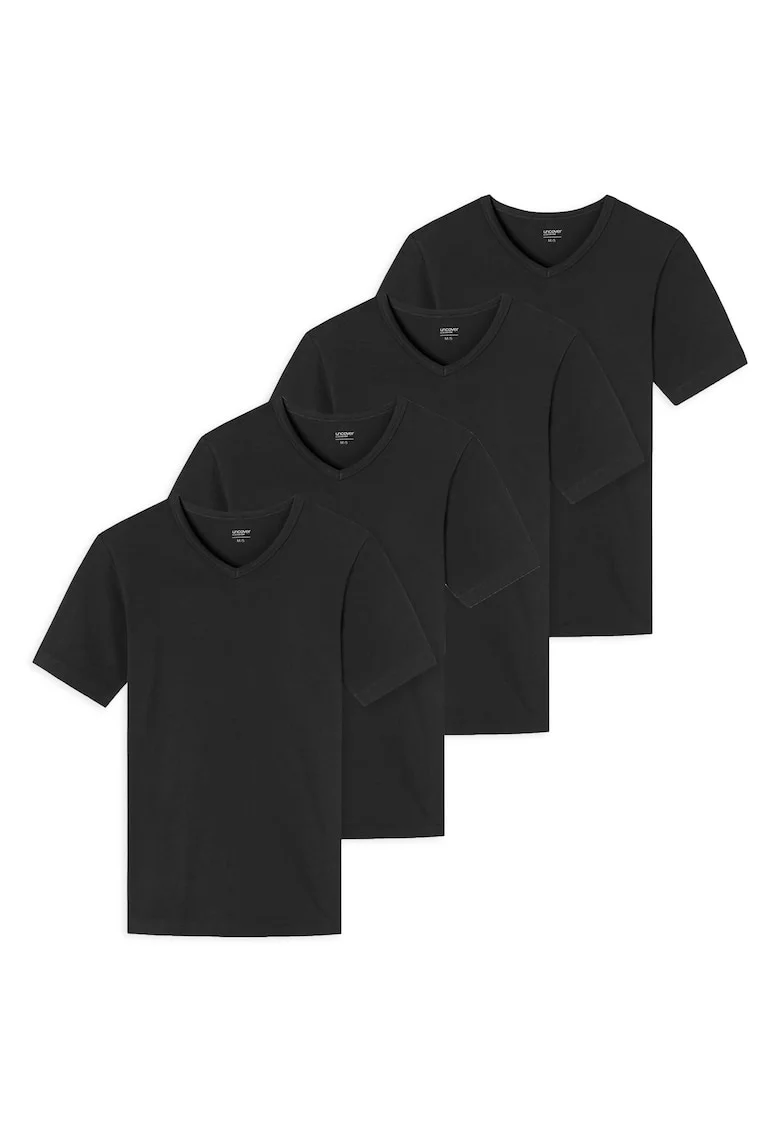 Set de tricouri cu decolteu in V - 4 piese, Negru