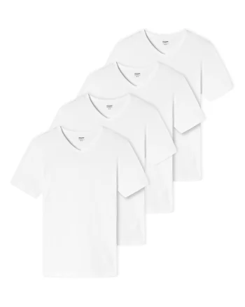 Set de tricouri cu decolteu in V - 4 piese, Alb