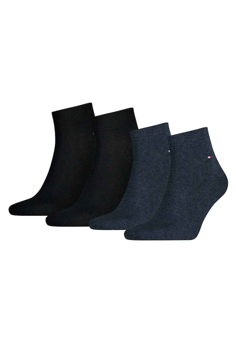 Set de sosete scurte cu logo discret 14171 - 4 perechi, Negru/Albastru
