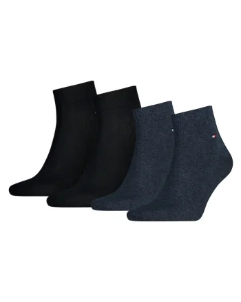 Set de sosete scurte cu logo discret 14171 - 4 perechi, Negru/Albastru