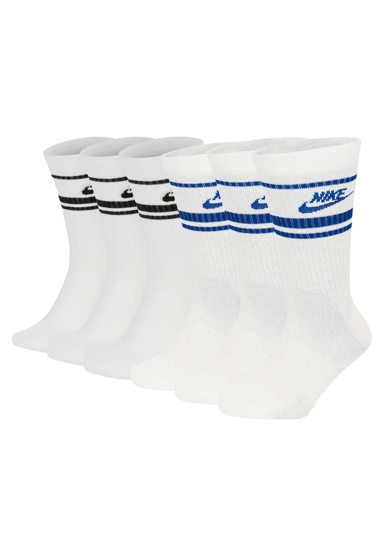 Set de sosete lungi unisex cu imprimeu logo Everyday Essential - 6 perechi, Alb/Negru/Albastru