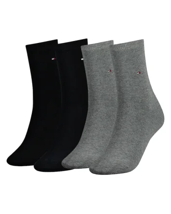 Set de sosete lungi cu logo brodat - 4 perechi, Negru/Gri deschis