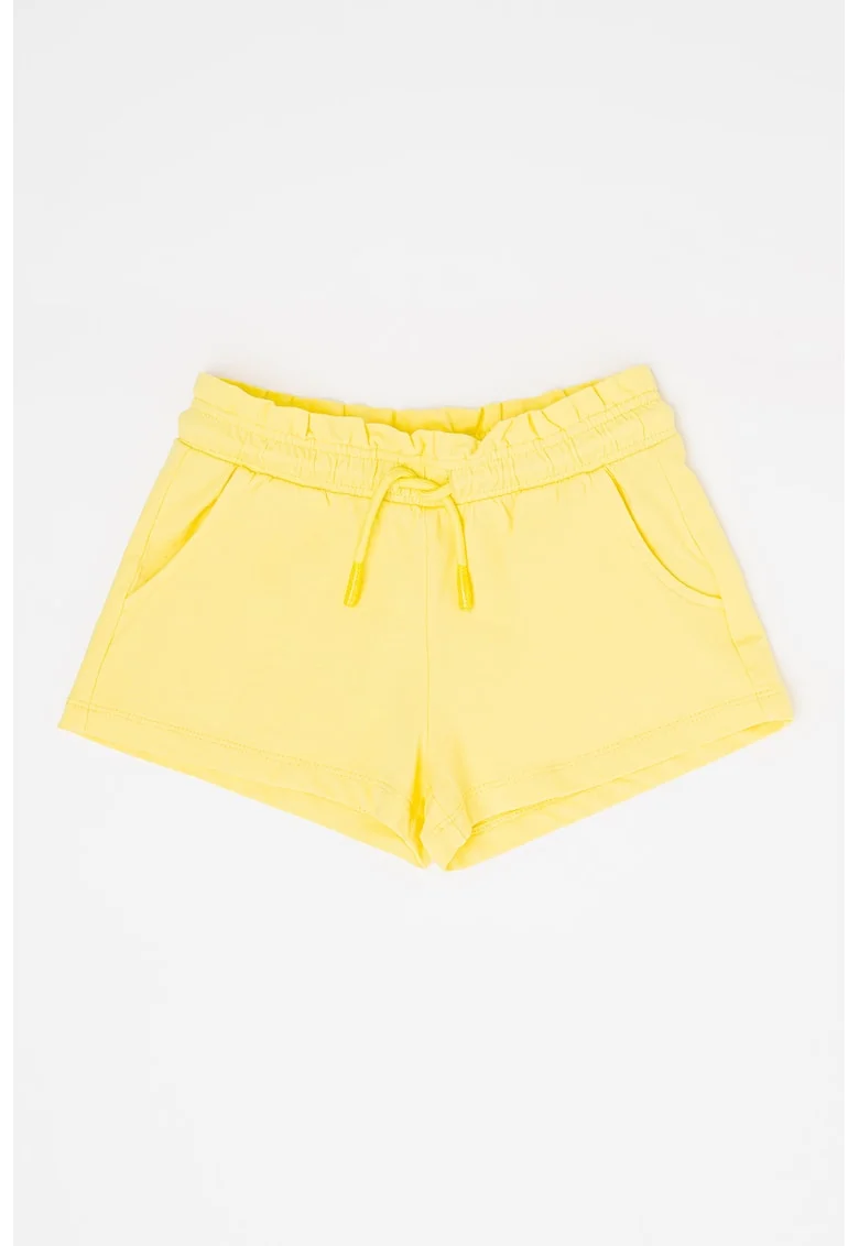 Pantaloni scurti din amestec de bumbac cu snur de ajustare, Galben