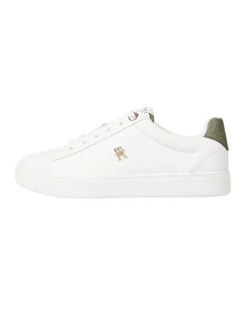 Pantofi sport din piele, Alb/Kaki