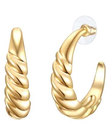 Cercei in forma de semiluna placati cu aur de 14K 32103, Auriu/Galben