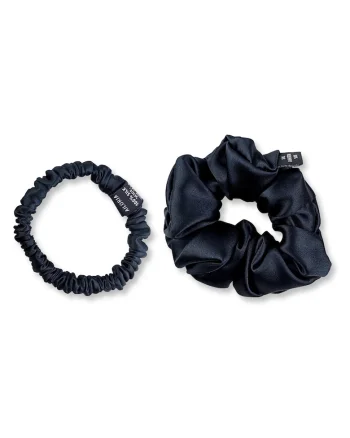 Set Set de elastice de par din matase - 2 piese, Negru