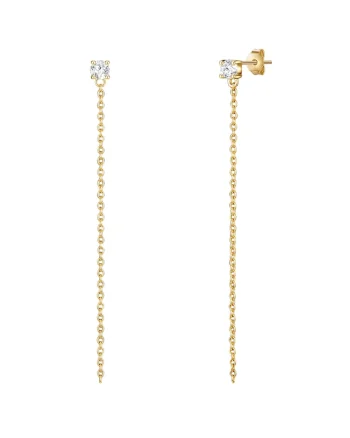 Cercei placati cu aur de 14K, cu zirconia, Auriu/Galben