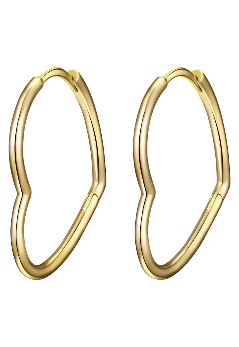 Cercei in forma de inima, placati cu aur de 14K, Auriu/Galben