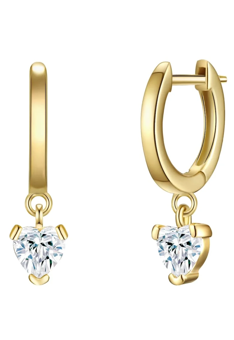 Cercei placati cu aur de 14K, cu zirconia, Auriu/Galben