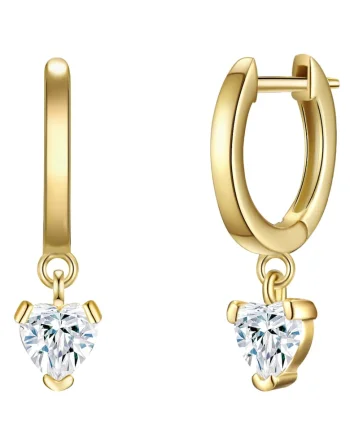 Cercei placati cu aur de 14K, cu zirconia, Auriu/Galben