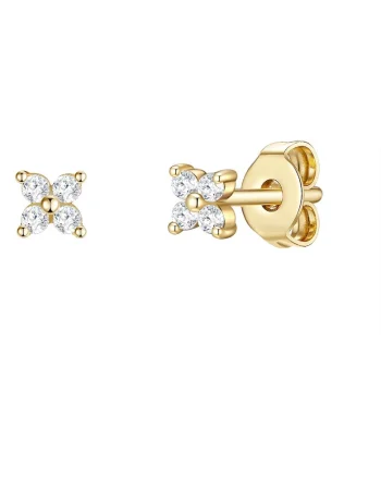 Cercei placati cu aur de 14K, cu zirconia, Auriu/Galben