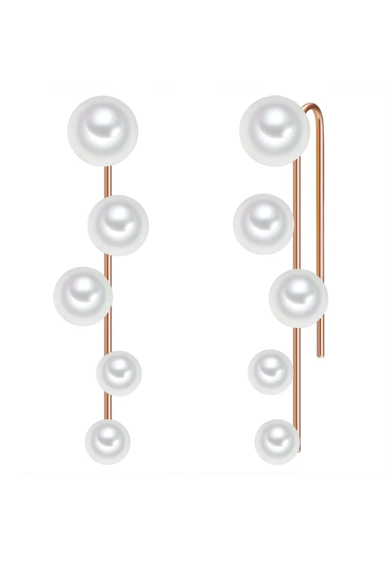 Cercei placati cu aur rose de 14K si decorati cu perle shell 32021, Auriu rose