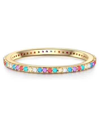 Inel placat cu aur de 14K, cu zirconia