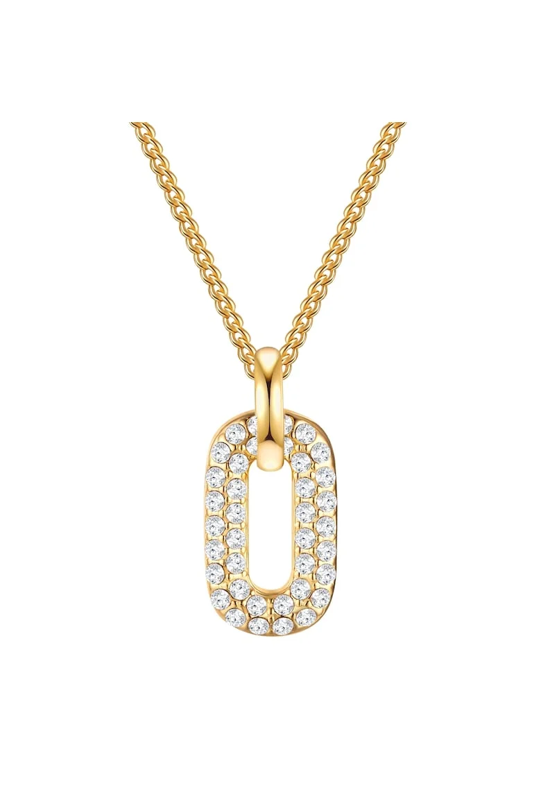 Colier placat cu aur de 14K, cu pandantiv din cristale europene, Auriu/Galben