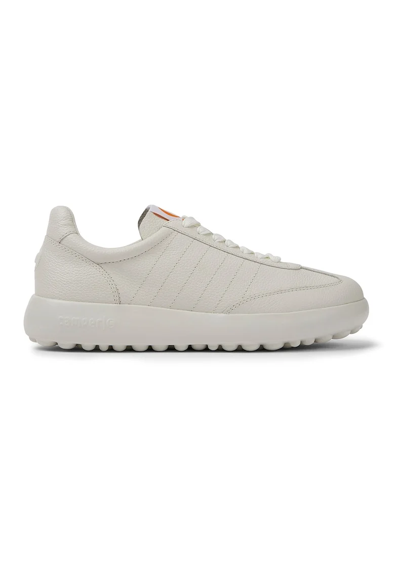 Pantofi sport low cut de piele, Alb murdar