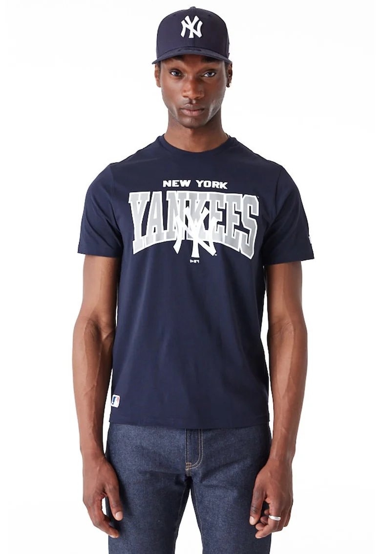 Tricou de bumbac New York Yankees, Gri deschis/Bleumarin