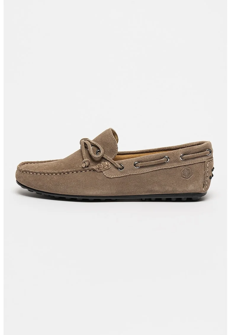 Pantofi boat din piele intoarsa Drive, Maro taupe