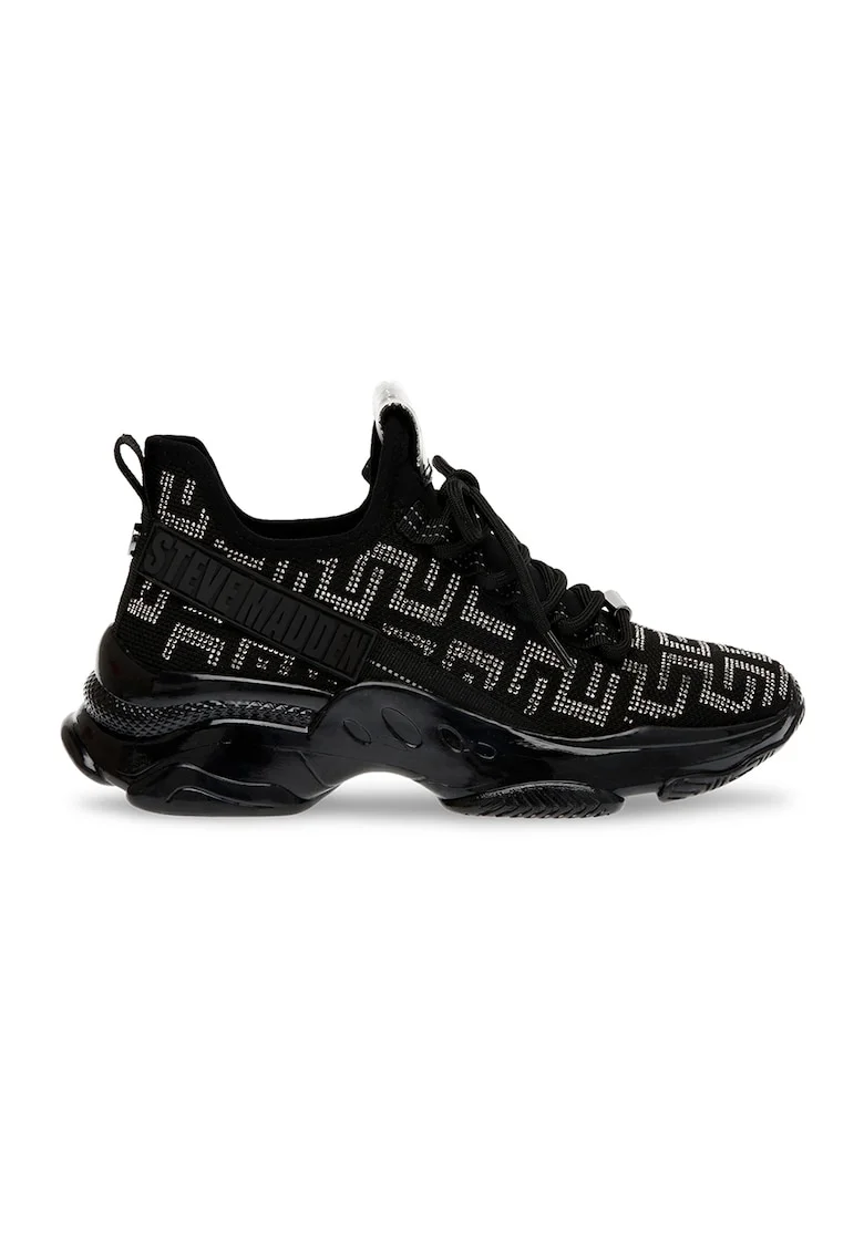 Pantofi sport cu aplicatie de strasuri Maxout, Negru/Argintiu