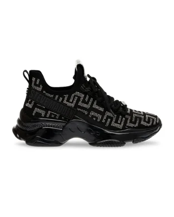 Pantofi sport cu aplicatie de strasuri Maxout, Negru/Argintiu