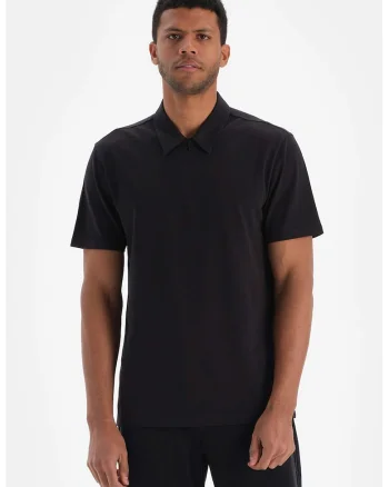 Tricou cu fenta cu fermoar, Negru