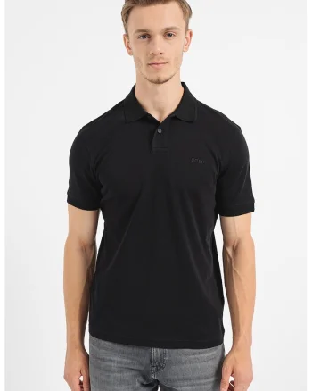 Tricou polo regular-fit cu logo brodat, Negru