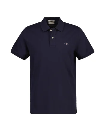 Tricou polo din bumbac pique Shield, Bleumarin