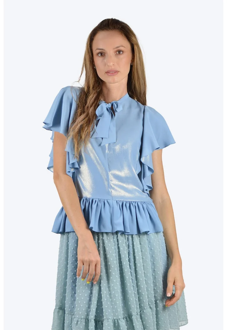 Bluza de matase cu aspect metalizat, Albastru lavanda