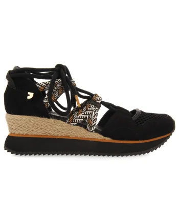 Pantofi sport wedge cu decupaje, Negru