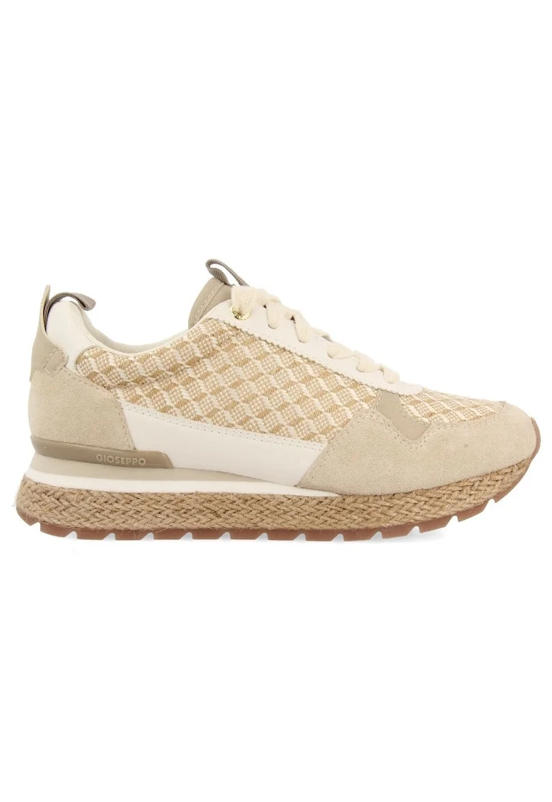 Pantofi sport cu piele intoarsa si garnituri geometrice Tremail, Bej