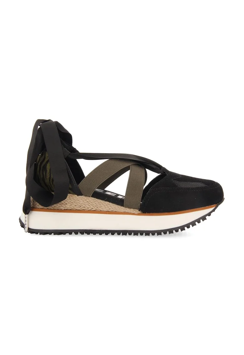 Pantofi sport wedge cu decupaje Settala, Negru/Kaki