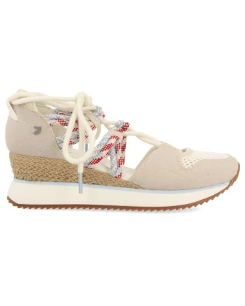 Pantofi sport wedge cu decupaje, Alb murdar