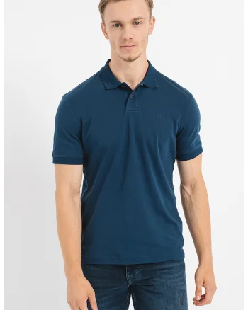 Tricou polo regular-fit cu logo brodat, Bleumarin