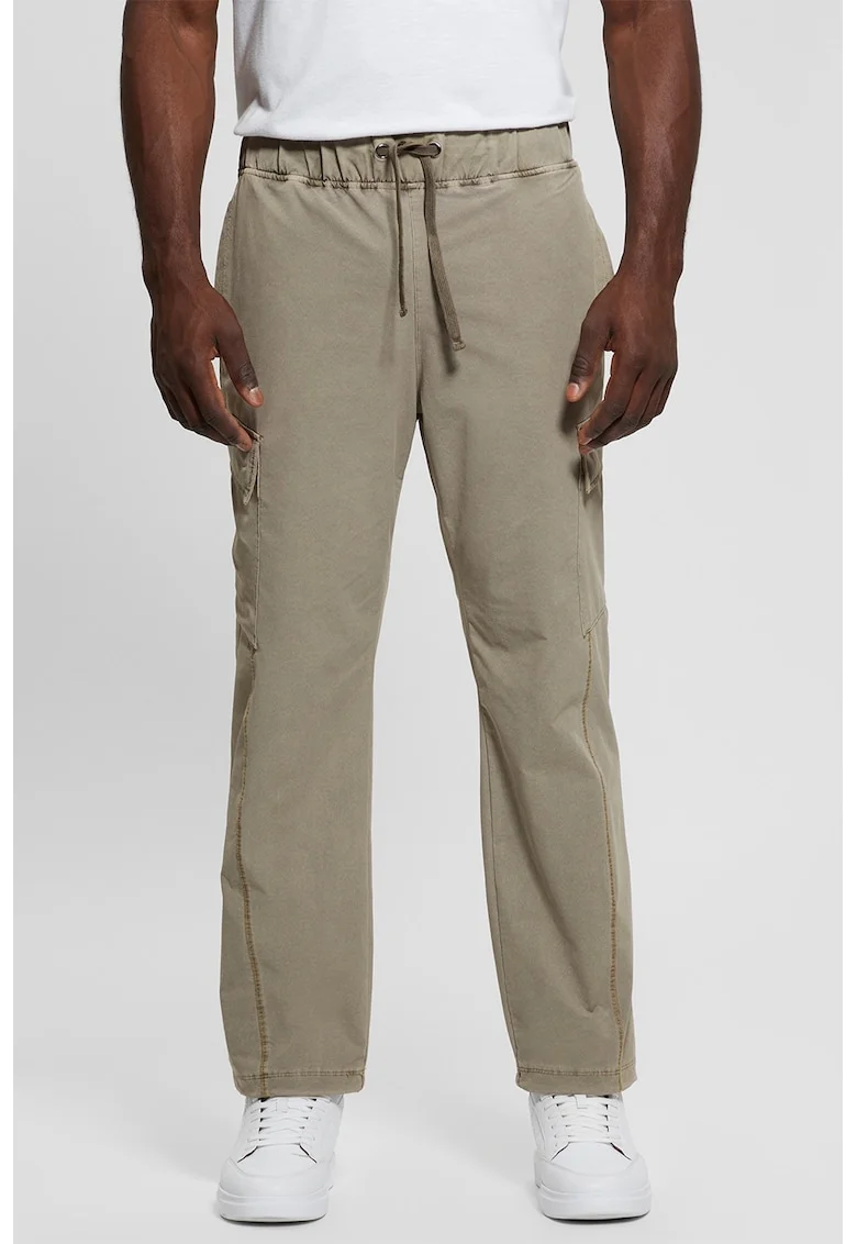 Pantaloni cu talie medie si snur in talie, Verde deschis