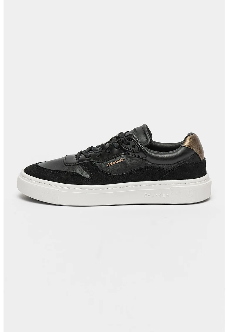 Pantofi sport cu detalii din piele intoarsa, Negru