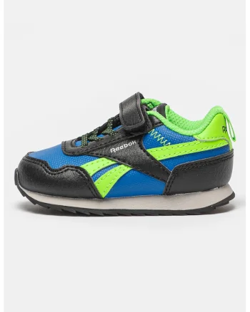 Pantofi sport din piele ecologica cu logo Royal, Negru/Albastru inchis/Verde electric