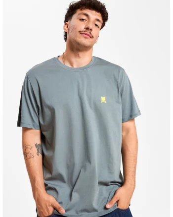 Tricou unisex de bumbac cu logo pe piept Essential, Gri cenusiu