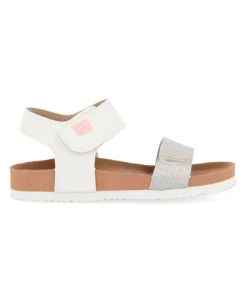 Sandale de piele ecologica cu velcro, Argintiu