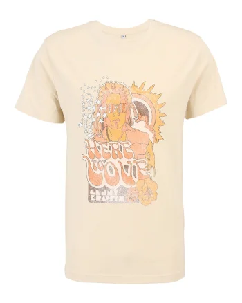 Tricou din bumbac cu imprimeu cu Lenny Kravitz, Bej