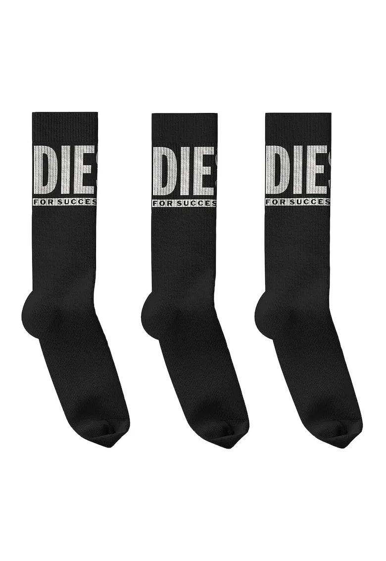 Set de sosete lungi cu logo - 3 perechi, Negru/Gri deschis