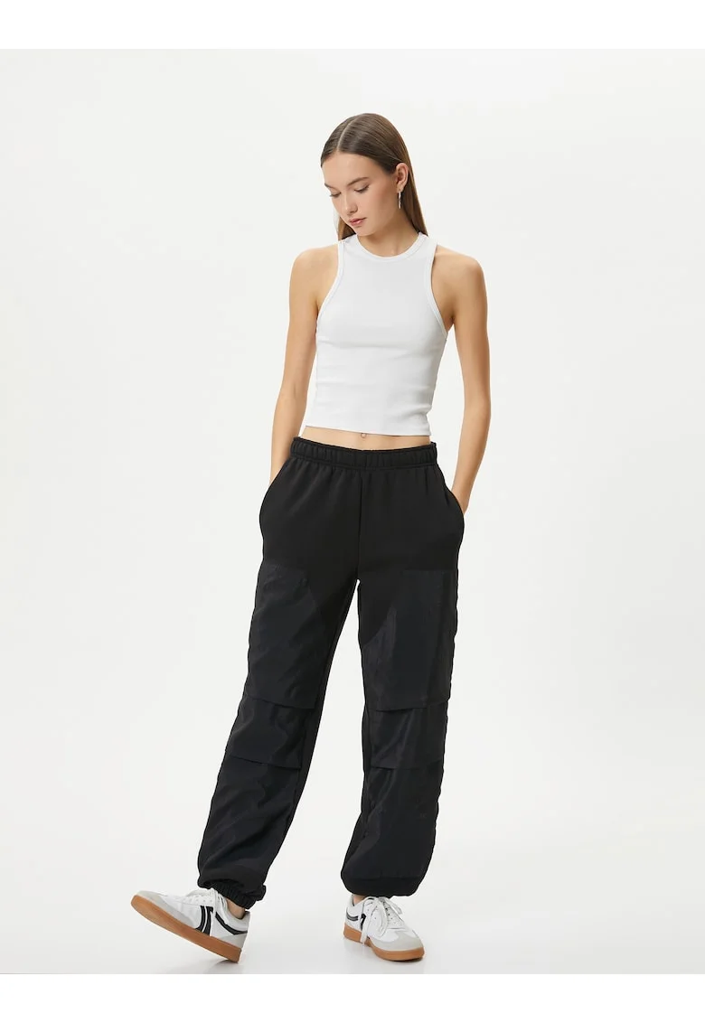 Pantaloni de trening relaxed fit cu buzunare laterale, Negru