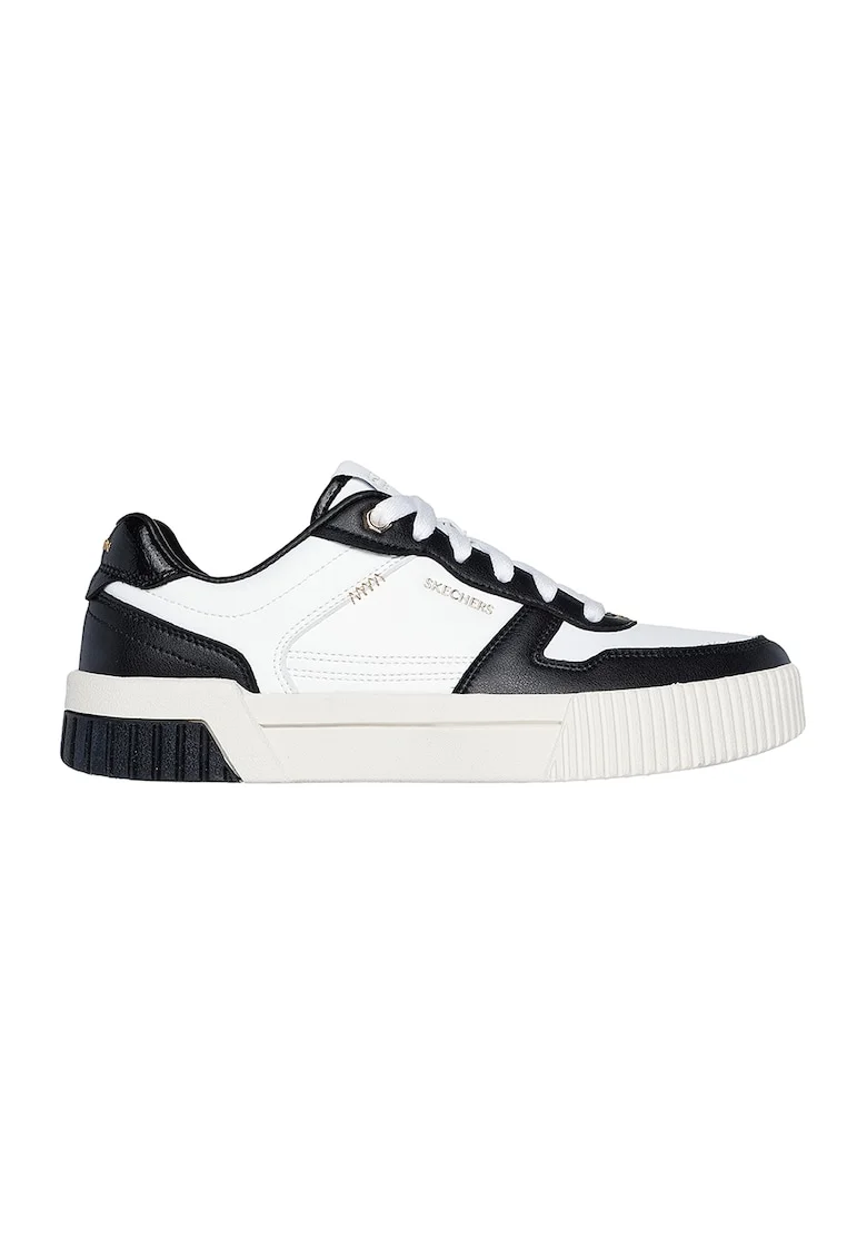 Pantofi sport de piele ecologica cu logo, Alb/Negru
