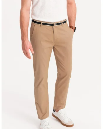Pantaloni cu croiala conica si buzunare laterale, Bej