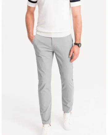 Pantaloni cu croiala conica si buzunare laterale, Gri deschis