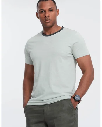 Tricou din bumbac cu decolteu rotund, Verde pal